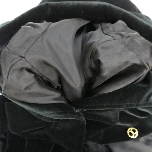 Vintage Komitor Black Velvet Swing Coat Gold Hardware Lined USA Union 18 20 Plus - Picture 12 of 12